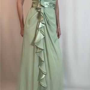 David's Bridal Light Green Maxi Dress